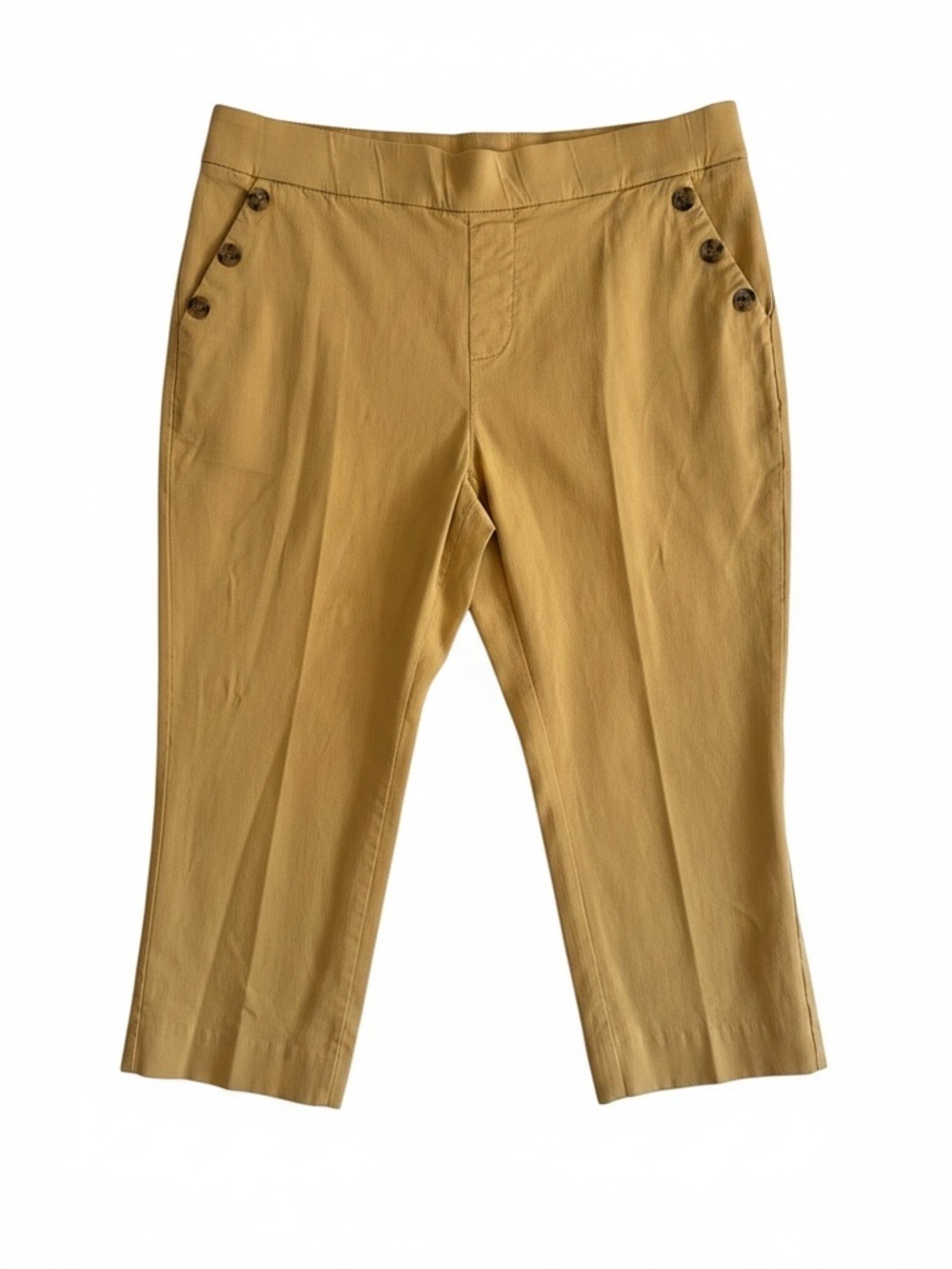 Christopher & Banks Mustard Yellow Capris with Button Accents